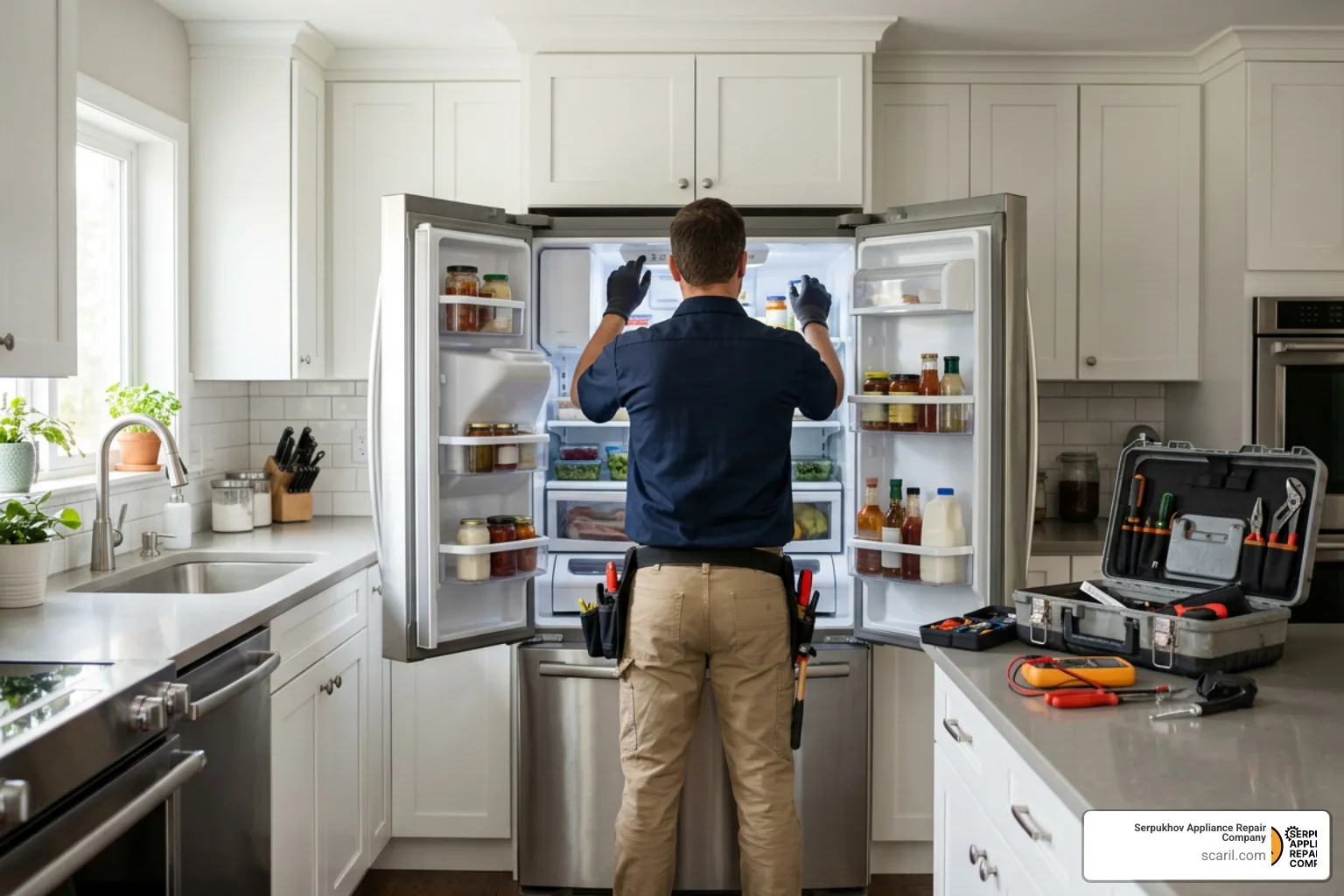 Open refrigerator in a domestic kitchen illustrating a household appliance observation scene